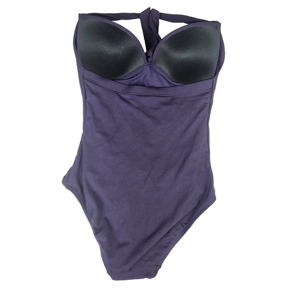 Jets Australia by Jessika Allen Halter One-Piece Swimsuit Purple Ruched Size 4 - Picture 2 of 7
